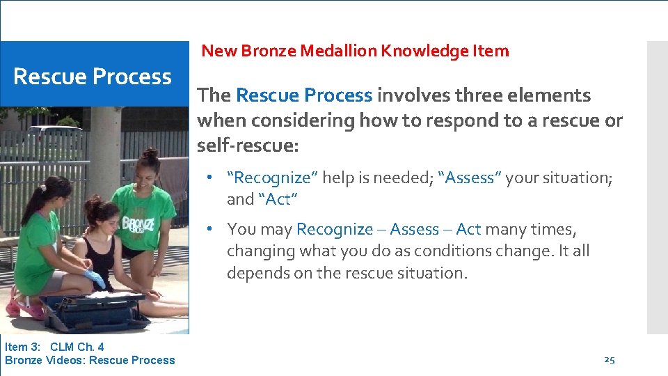 Rescue Process New Bronze Medallion Knowledge Item The Rescue Process involves three elements when