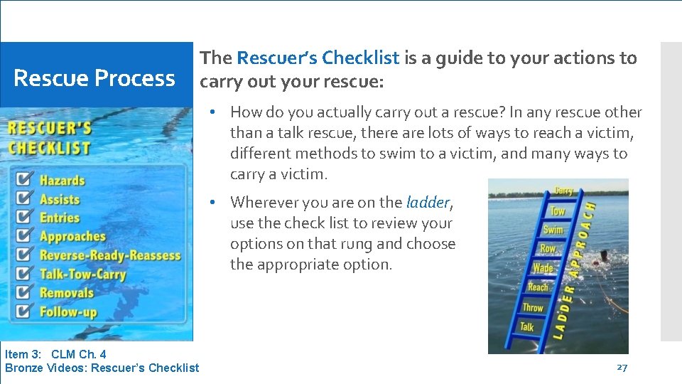 Rescue Process The Rescuer’s Checklist is a guide to your actions to carry out