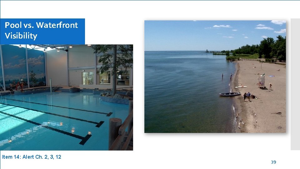 Pool vs. Waterfront Visibility Item 14: Alert Ch. 2, 3, 12 39 