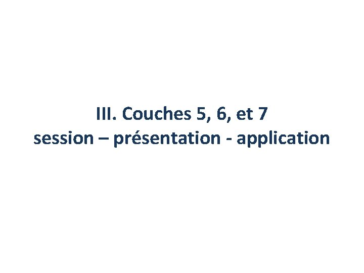 III. Couches 5, 6, et 7 session – présentation - application 