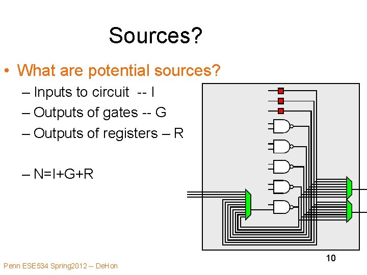 Sources? • What are potential sources? – Inputs to circuit -- I – Outputs