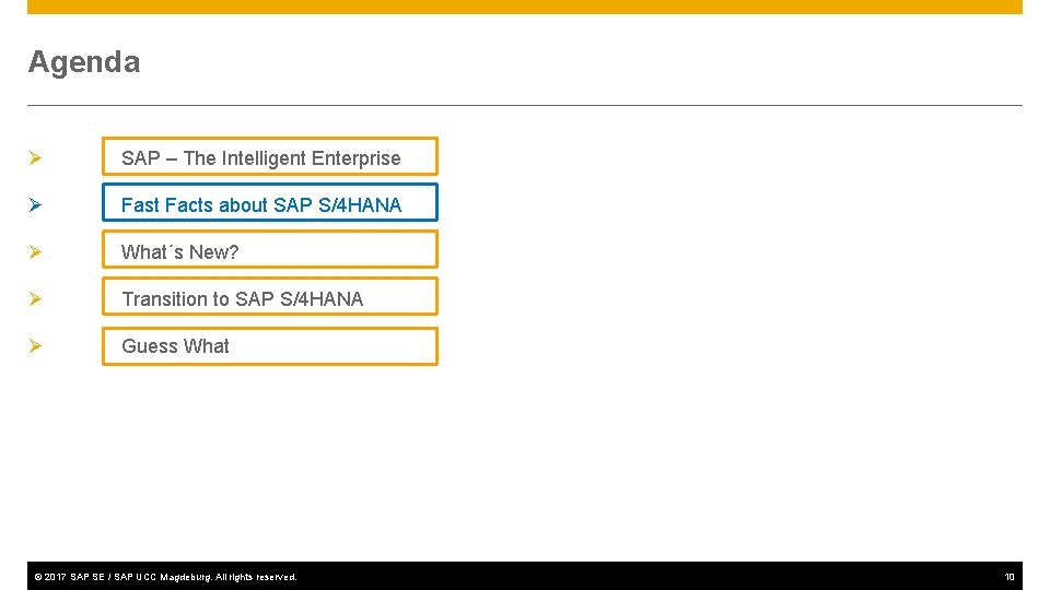 Agenda Ø SAP – The Intelligent Enterprise Ø Fast Facts about SAP S/4 HANA