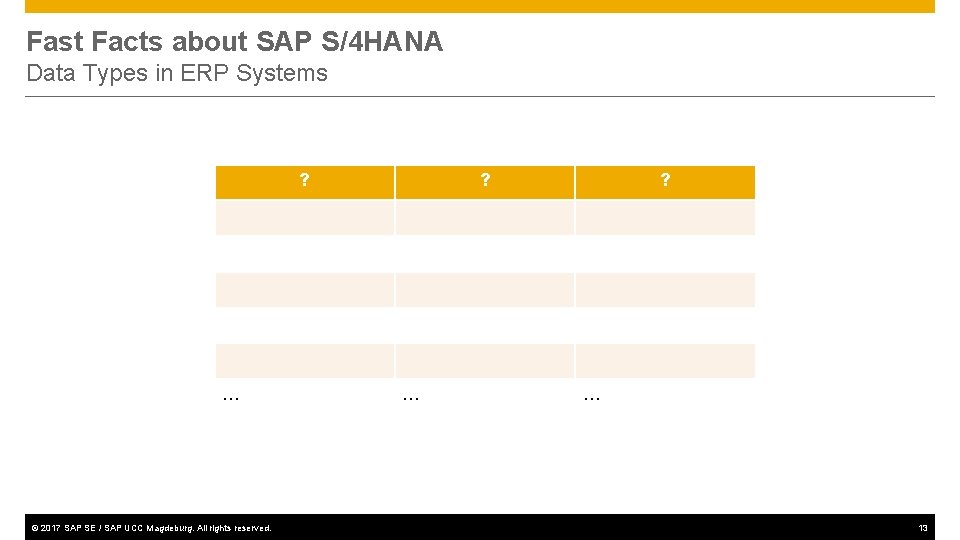 Fast Facts about SAP S/4 HANA Data Types in ERP Systems ? … ©