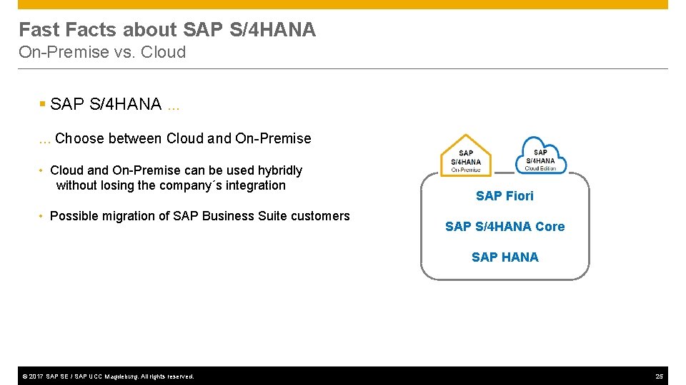 Fast Facts about SAP S/4 HANA On-Premise vs. Cloud § SAP S/4 HANA …