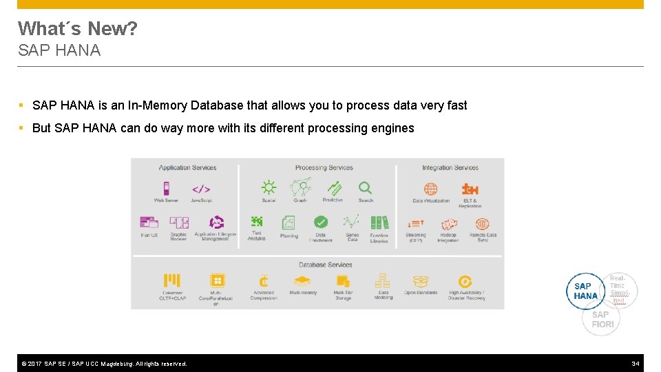 What´s New? SAP HANA § SAP HANA is an In-Memory Database that allows you