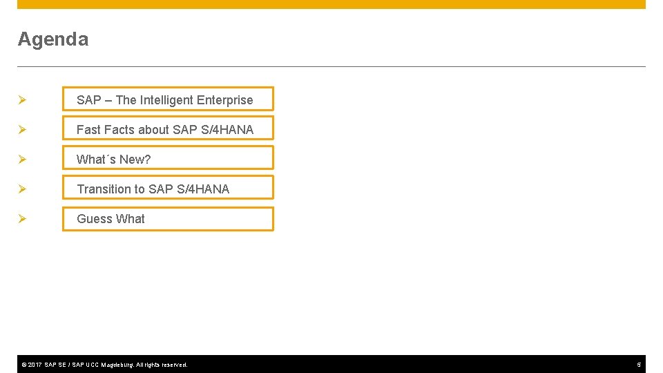 Agenda Ø SAP – The Intelligent Enterprise Ø Fast Facts about SAP S/4 HANA