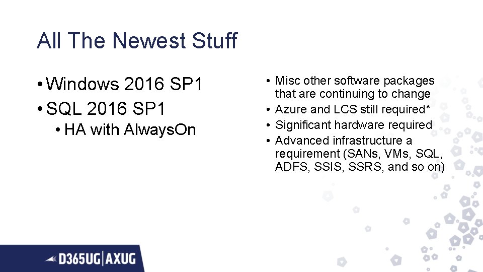All The Newest Stuff • Windows 2016 SP 1 • SQL 2016 SP 1