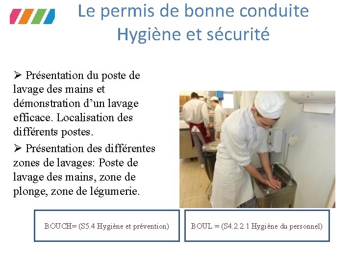 Le permis de bonne conduite Hygiène et sécurité Présentation du poste de lavage des