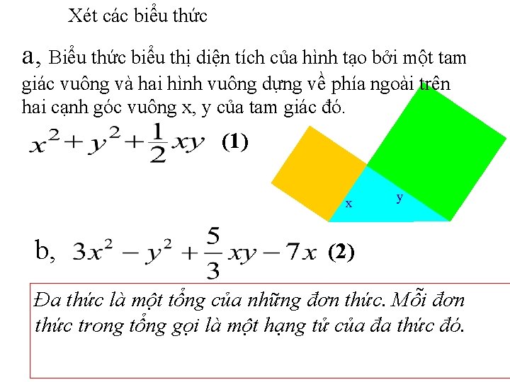 Xét các biểu thức: a, Biểu thức biểu thị diện tích của hình tạo