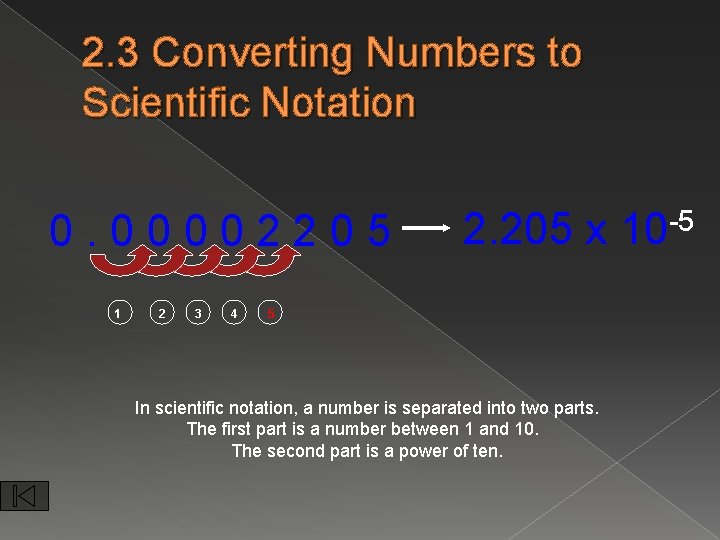 2. 3 Converting Numbers to Scientific Notation 0. 00002205 1 2 3 4 2.