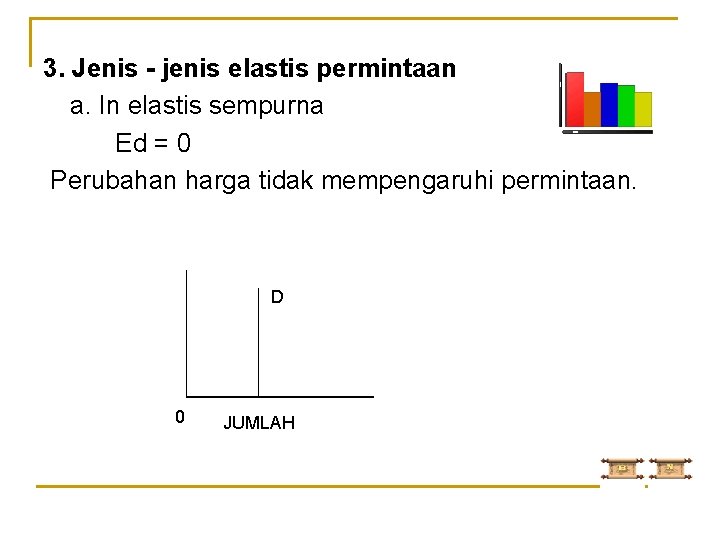 3. Jenis - jenis elastis permintaan a. In elastis sempurna Ed = 0 Perubahan