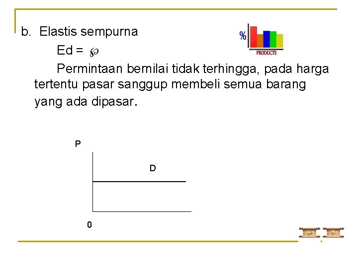 b. Elastis sempurna Ed = Permintaan bernilai tidak terhingga, pada harga tertentu pasar sanggup