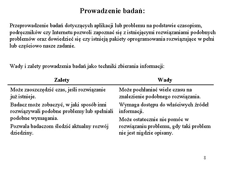 Prowadzenie badań: Przeprowadzenie badań dotyczących aplikacji lub problemu na podstawie czasopism, podręczników czy Internetu