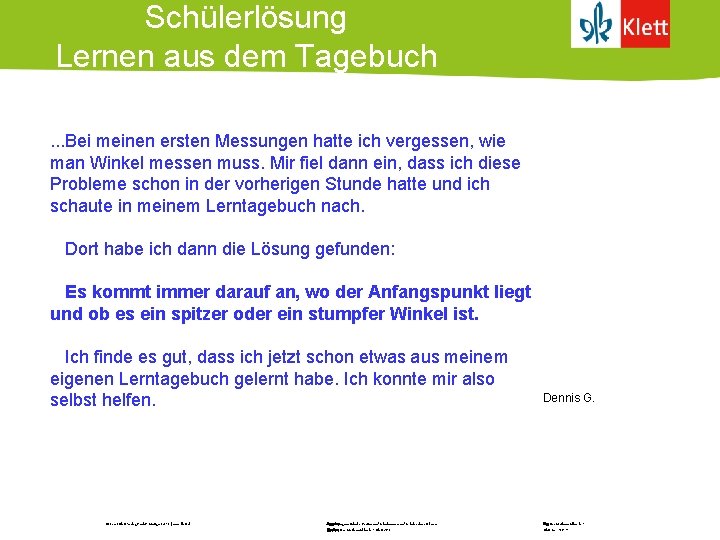 Schülerlösung Lernen aus dem Tagebuch. . . Bei meinen ersten Messungen hatte ich vergessen,