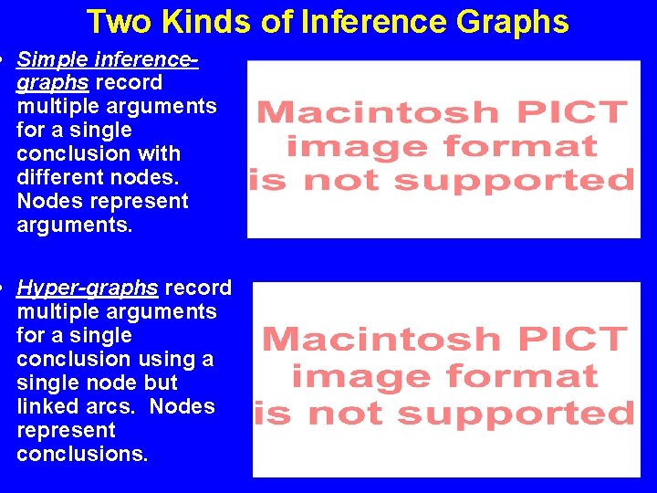 Two Kinds of Inference Graphs • Simple inferencegraphs record multiple arguments for a single