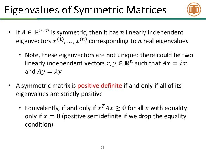 Eigenvalues of Symmetric Matrices • 11 