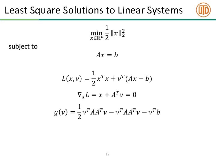 Least Square Solutions to Linear Systems • 19 