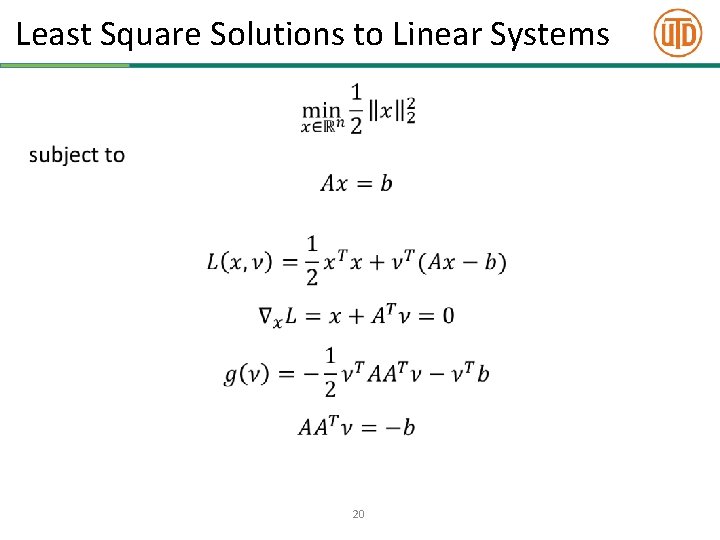 Least Square Solutions to Linear Systems • 20 