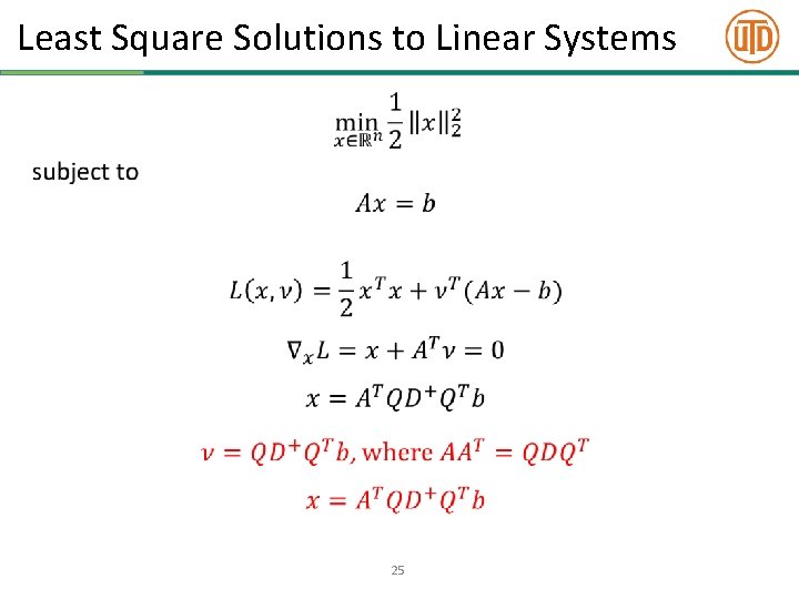 Least Square Solutions to Linear Systems • 25 