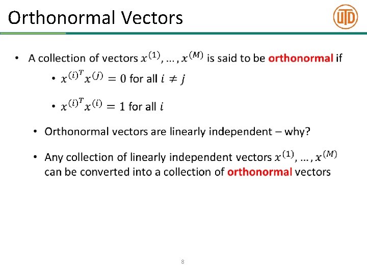 Orthonormal Vectors • 8 