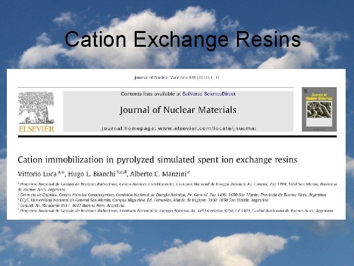 Cation Exchange Resins 