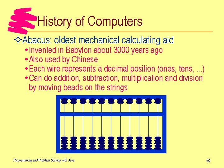 History of Computers ²Abacus: oldest mechanical calculating aid Invented in Babylon about 3000 years