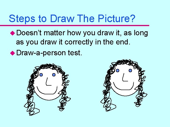 Steps to Draw The Picture? u Doesn’t matter how you draw it, as long