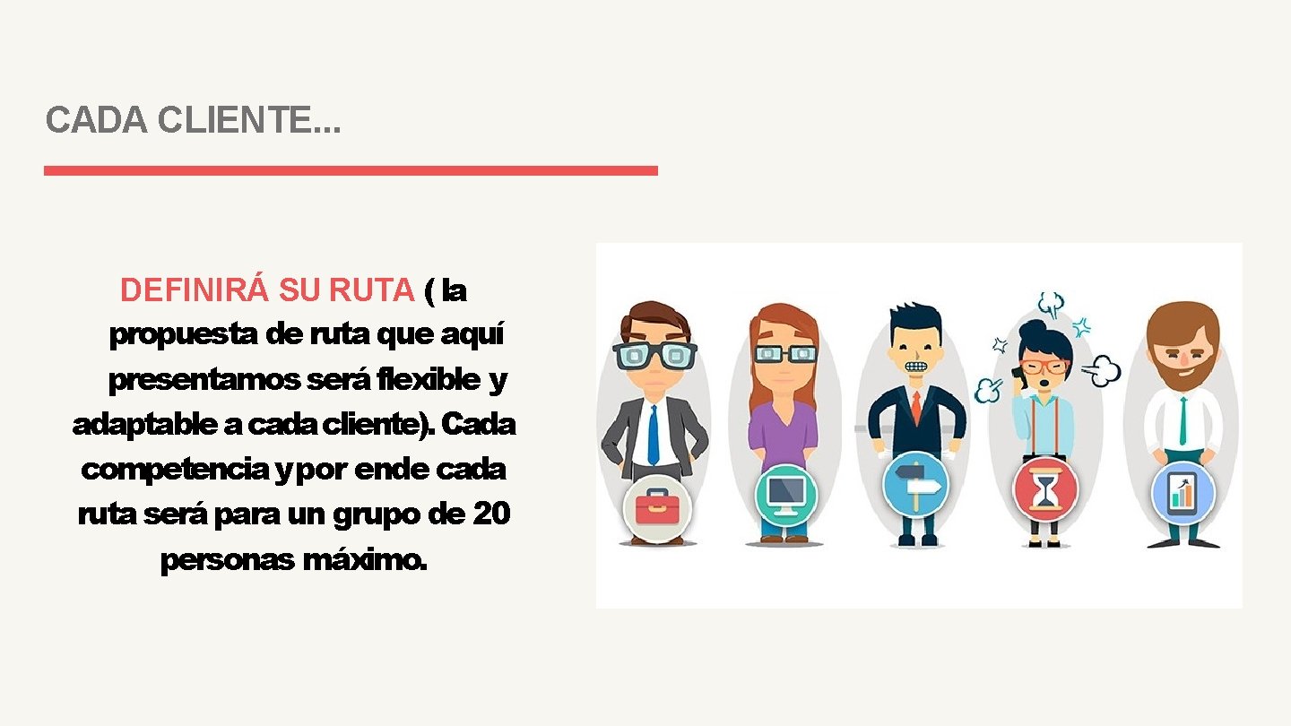 CADA CLIENTE. . . DEFINIRÁ SU RUTA ( la propuesta de ruta que aquí