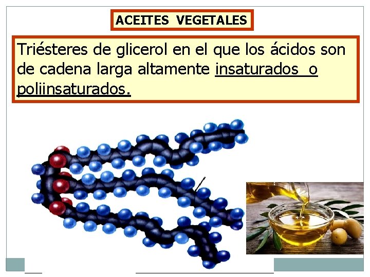 ACEITES VEGETALES Triésteres de glicerol en el que los ácidos son de cadena larga