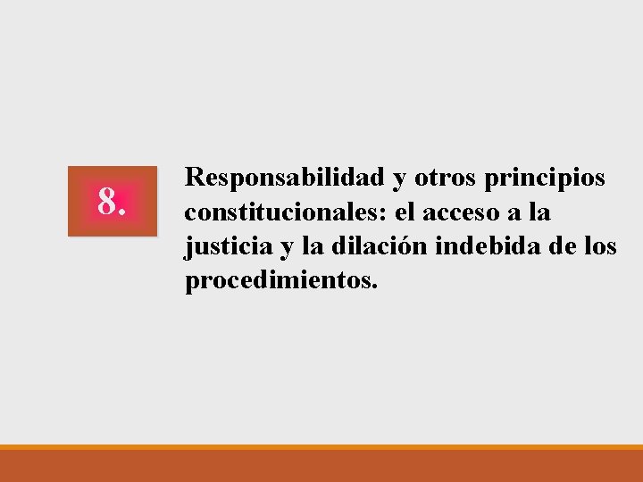 8. Responsabilidad y otros principios constitucionales: el acceso a la justicia y la dilación