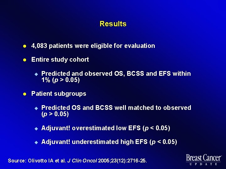 Results l 4, 083 patients were eligible for evaluation l Entire study cohort u