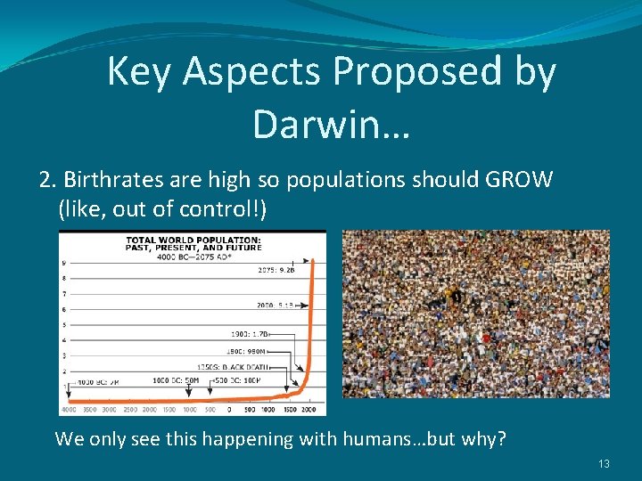 Key Aspects Proposed by Darwin… 2. Birthrates are high so populations should GROW (like,