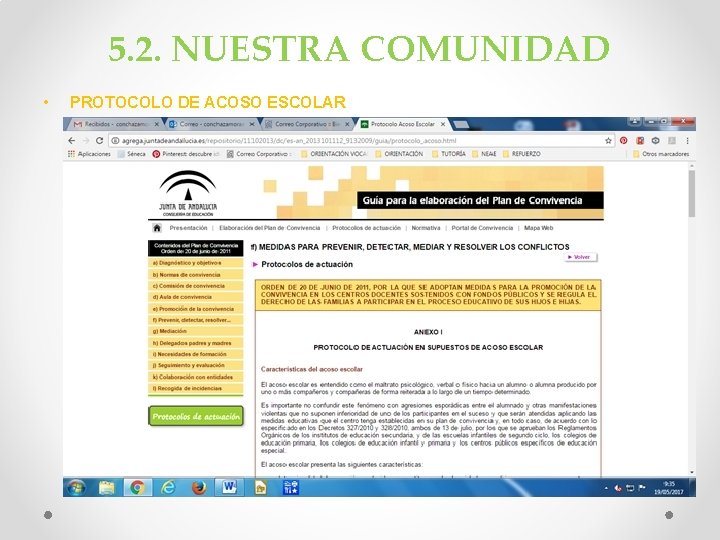5. 2. NUESTRA COMUNIDAD • PROTOCOLO DE ACOSO ESCOLAR 