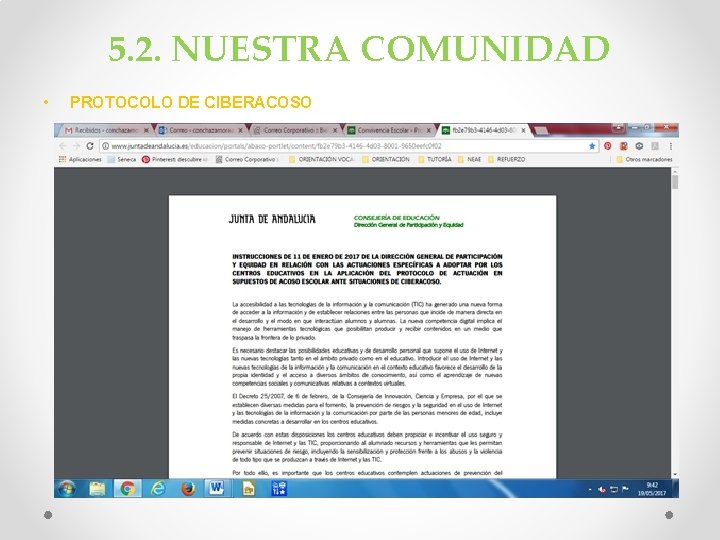 5. 2. NUESTRA COMUNIDAD • PROTOCOLO DE CIBERACOSO 