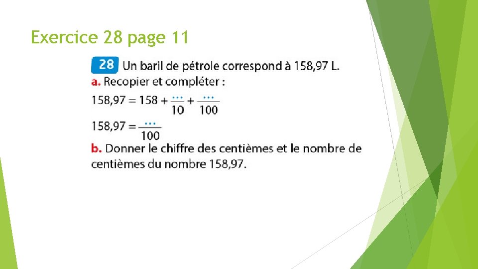 Exercice 28 page 11 Exercice 28 page 11