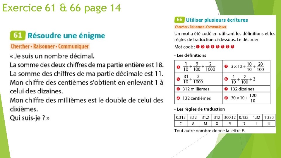 Exercice 61 & 66 page 14 