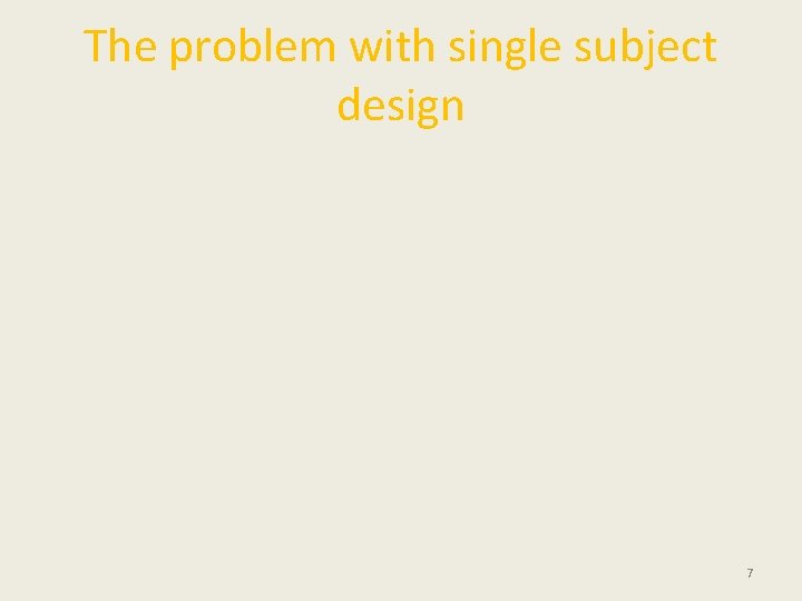 The problem with single subject design 7 