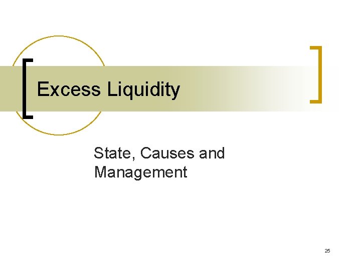 Excess Liquidity State, Causes and Management 25 