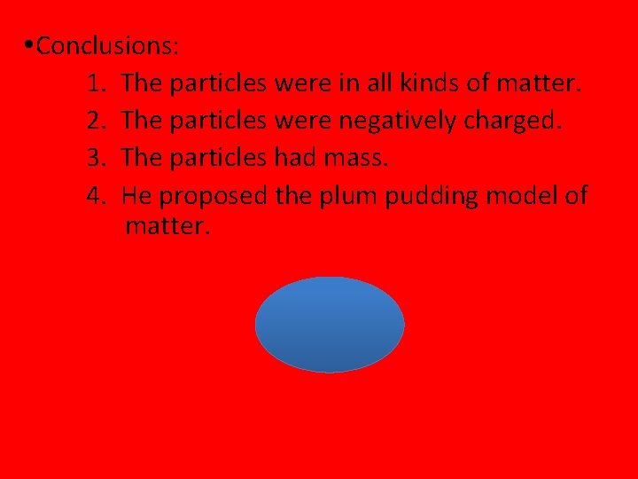  Conclusions: 1. The particles were in all kinds of matter. 2. The particles