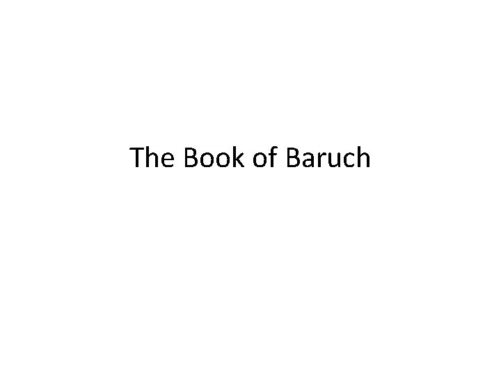 The Book of Baruch 