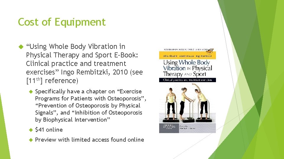 Cost of Equipment “Using Whole Body Vibration in Physical Therapy and Sport E-Book: Clinical