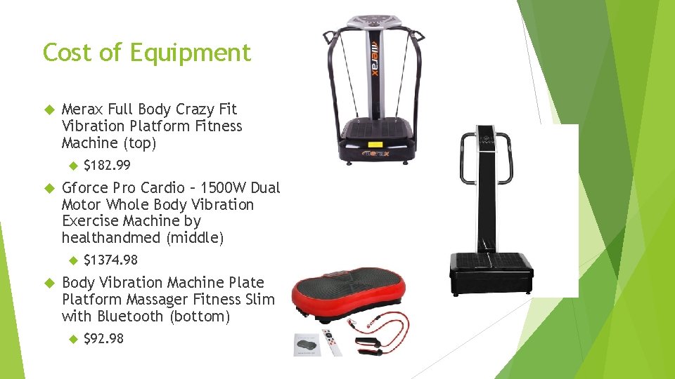 Cost of Equipment Merax Full Body Crazy Fit Vibration Platform Fitness Machine (top) Gforce