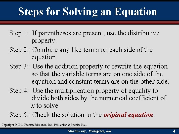 3 3 Solving Linear Equations in One Variable