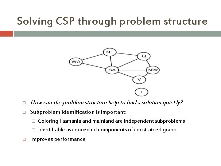 Solving CSP through problem structure How can the problem structure help to find a Solving CSP through problem structure How can the problem structure help to find a