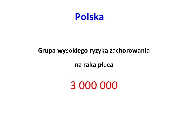 Polska Grupa wysokiego ryzyka zachorowania na raka płuca 3 000 