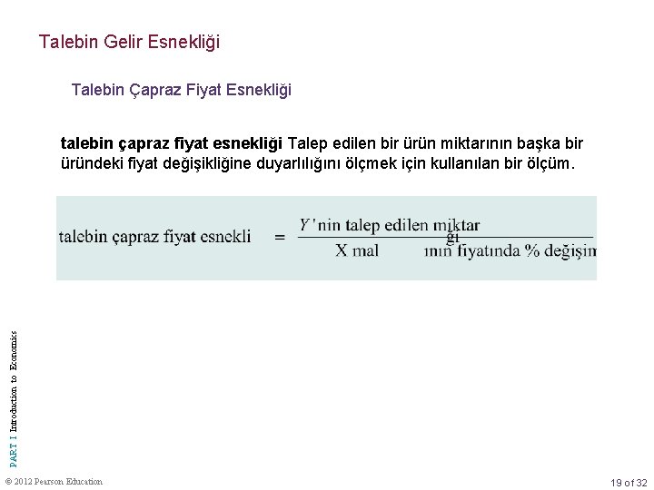 Talebin Gelir Esnekliği Talebin Çapraz Fiyat Esnekliği PART I Introduction to Economics talebin çapraz