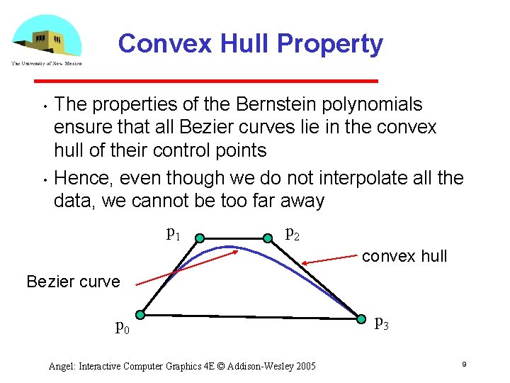 Convex Hull Property • • The properties of the Bernstein polynomials ensure that all