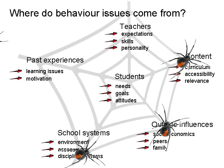 Where do they come from Where do behaviour issues come from? Teachers expectations skills