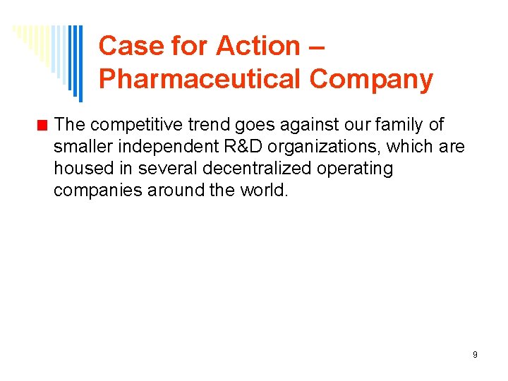 Case for Action – Pharmaceutical Company The competitive trend goes against our family of