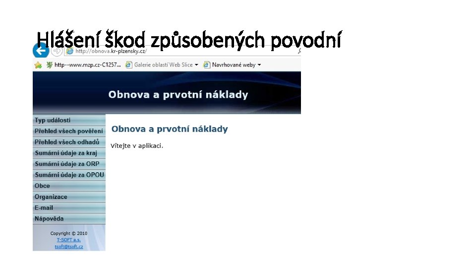 Hlášení škod způsobených povodní 